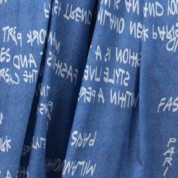 Denim Fashion Print Wide Leg Trousers - Picture 4 of 5